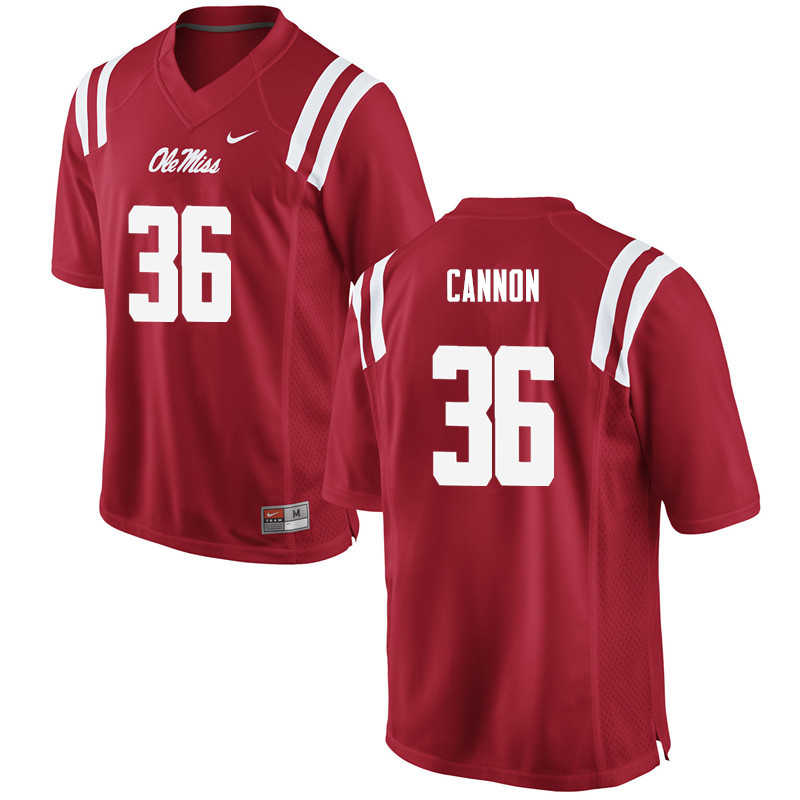 Men Ole Miss Rebels #36 Glenn Cannon College Football Jerseys-Red - Click Image to Close